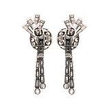 Vintage Night and Day Diamond Drop Earrings-Charlotte Sayers Antique Jewellery