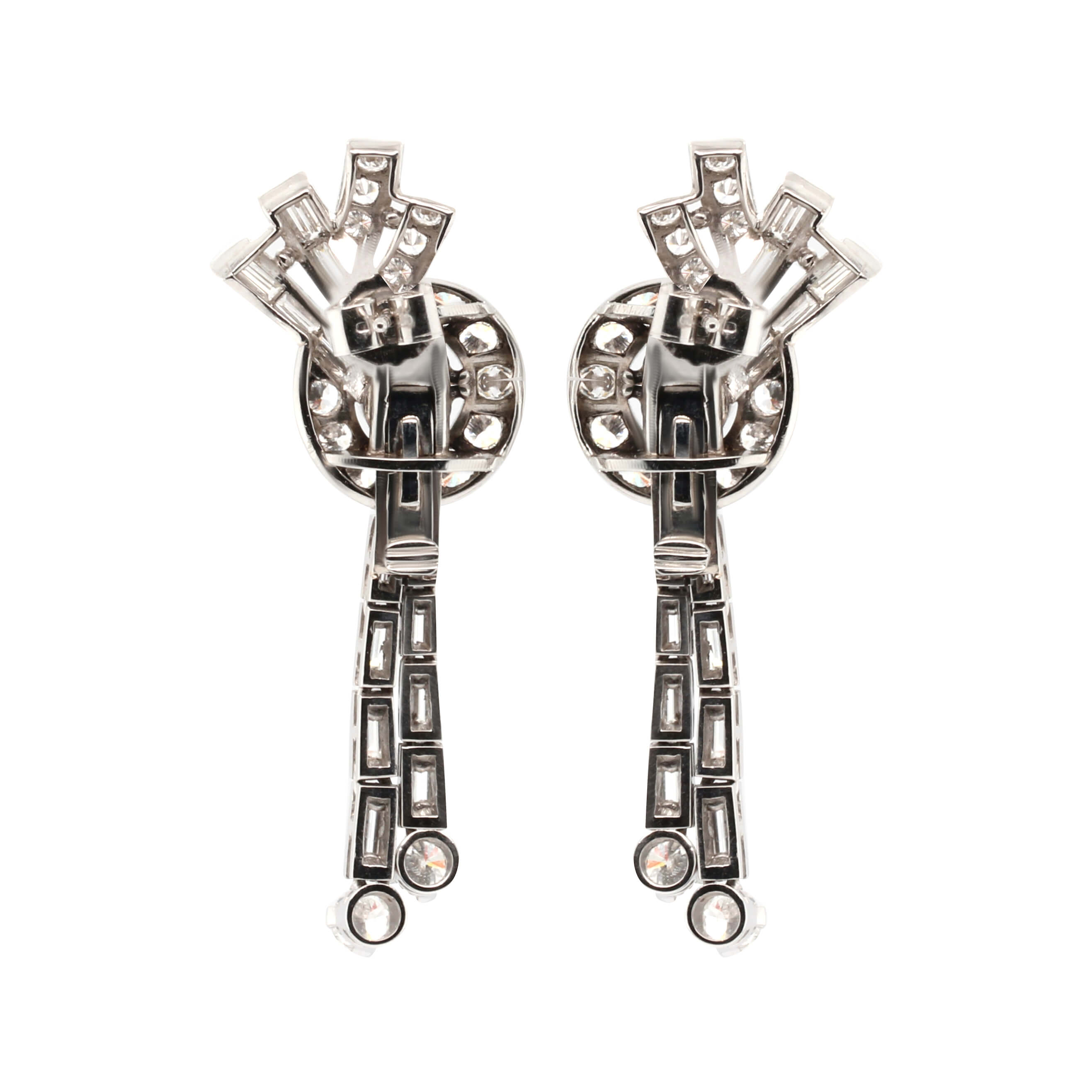 Vintage Night and Day Diamond Drop Earrings-Charlotte Sayers Antique Jewellery