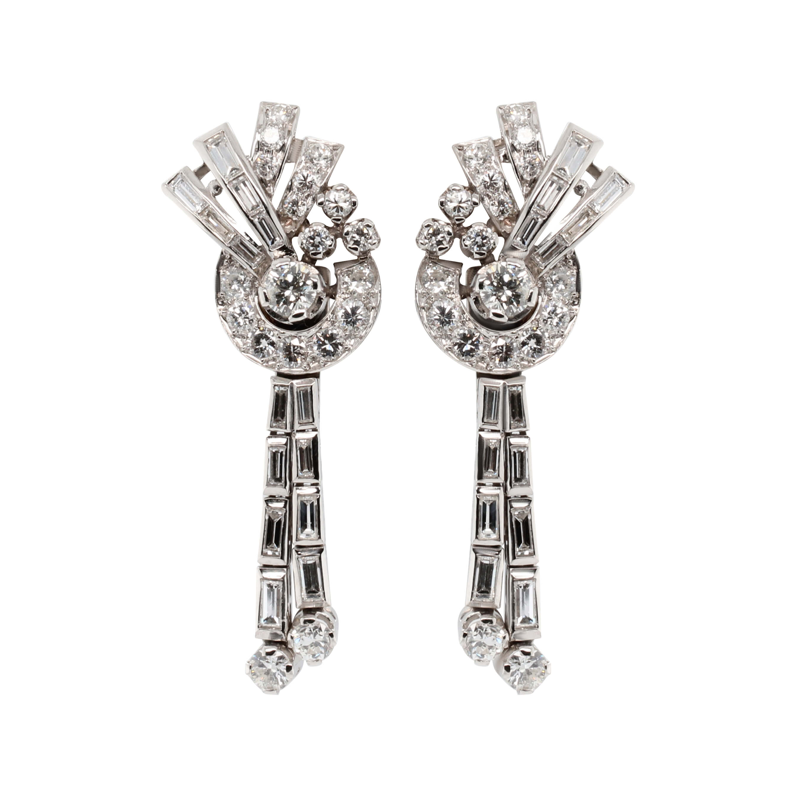 Vintage Night and Day Diamond Drop Earrings-Charlotte Sayers Antique Jewellery