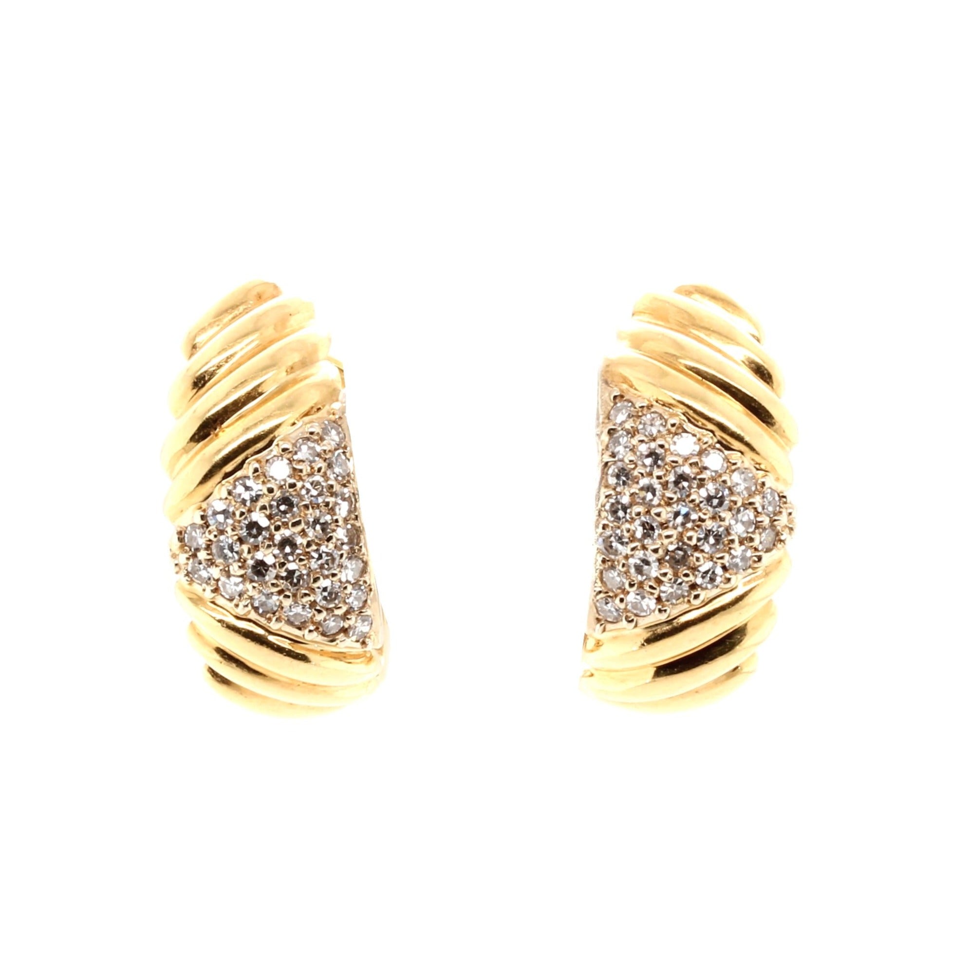 Vintage Pavé Set Diamond Earrings-Charlotte Sayers Antique Jewellery