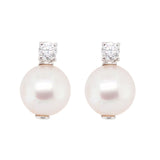 Vintage Pearl and Diamond Earrings-Charlotte Sayers Antique Jewellery