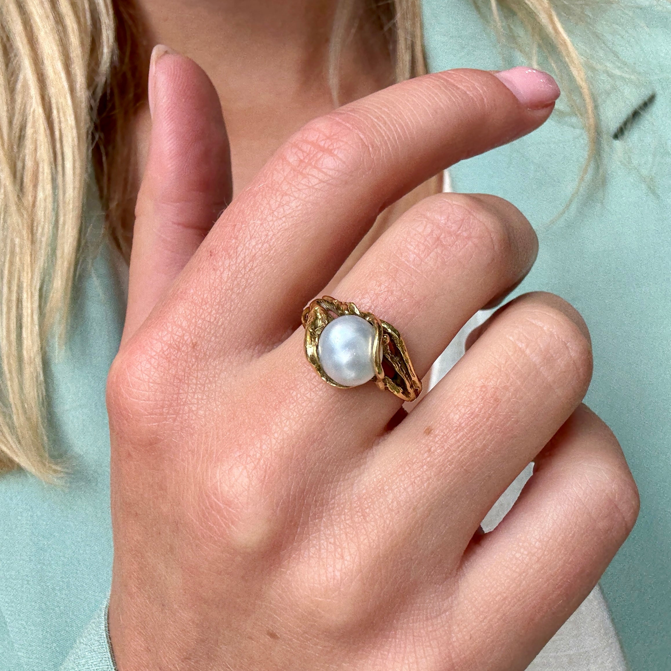 Vintage Pearl and Diamond Ring-Charlotte Sayers Antique Jewellery