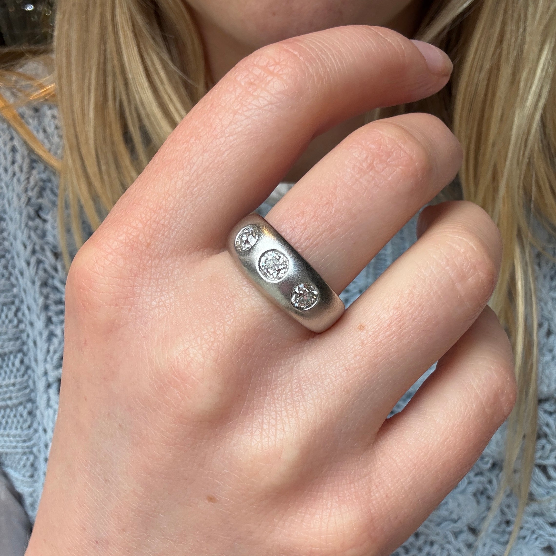Vintage Platinum Gypsy Ring-Charlotte Sayers Antique Jewellery