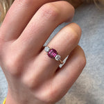 Vintage Ruby and Diamond Three Stone Ring-Charlotte Sayers Antique Jewellery