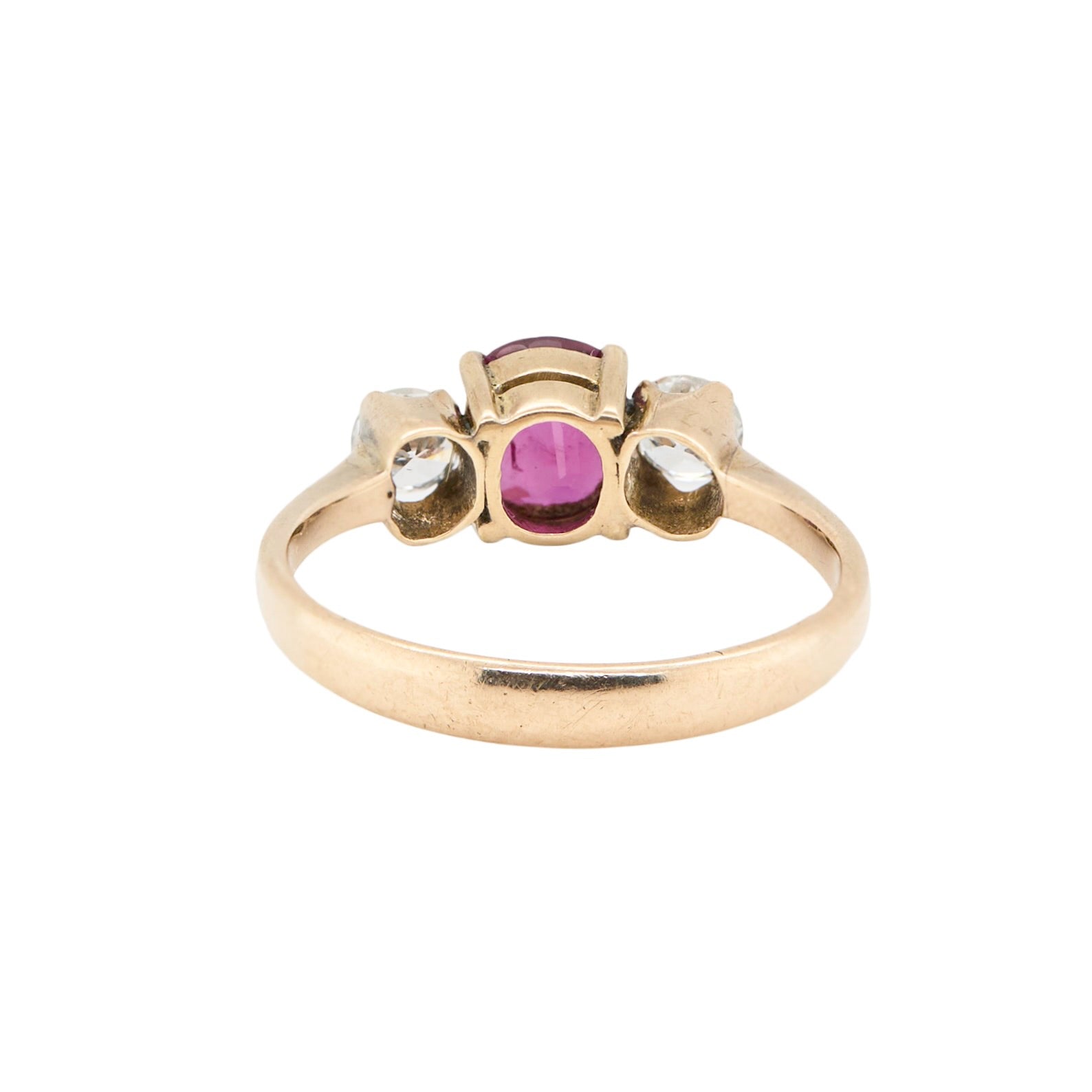 Vintage Ruby and Diamond Three Stone Ring-Charlotte Sayers Antique Jewellery