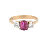 Vintage Ruby and Diamond Three Stone Ring-Charlotte Sayers Antique Jewellery