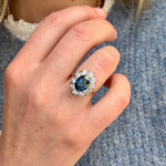 Vintage Sapphire and Diamond Cluster Ring-Charlotte Sayers Antique Jewellery