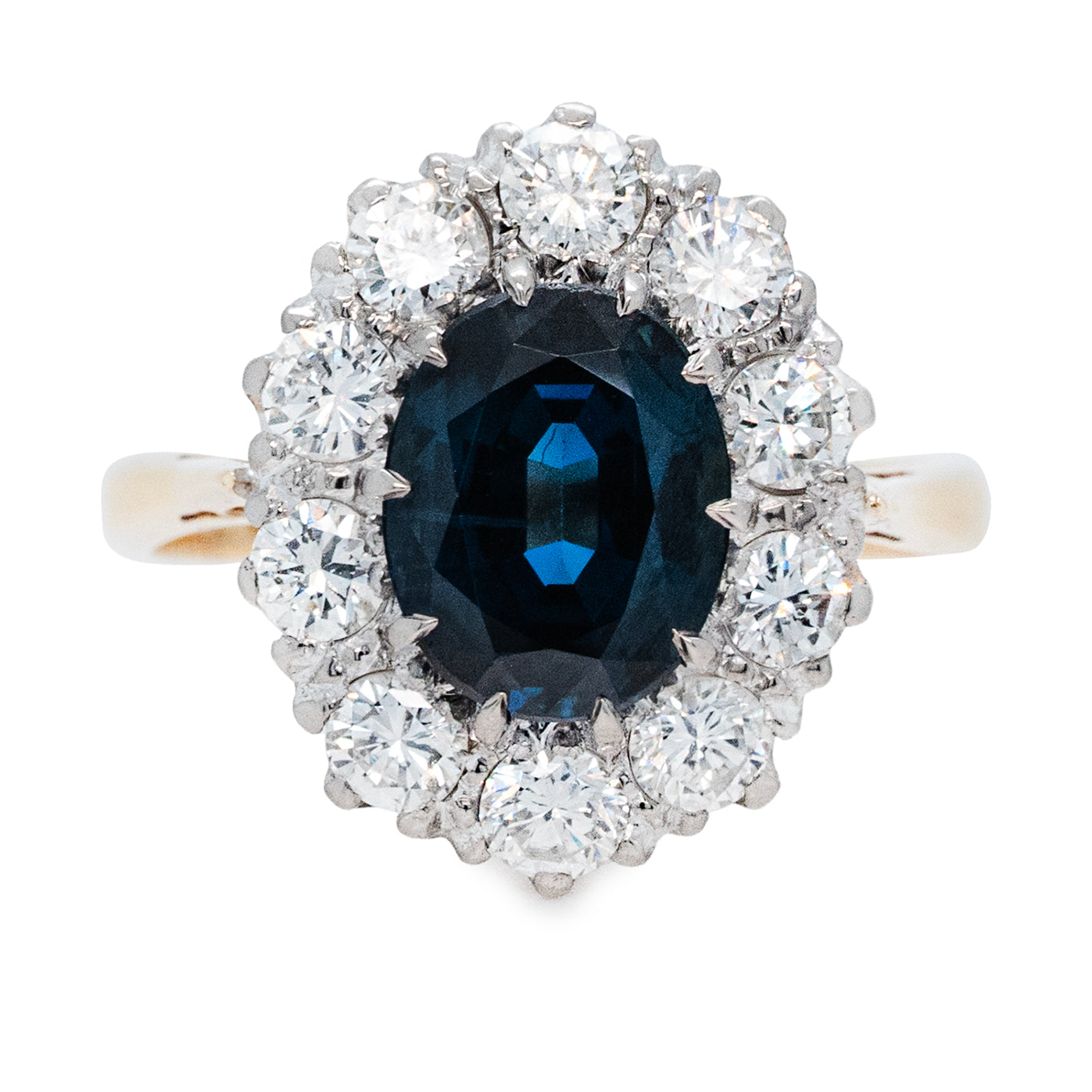 Vintage Sapphire and Diamond Cluster Ring-Charlotte Sayers Antique Jewellery