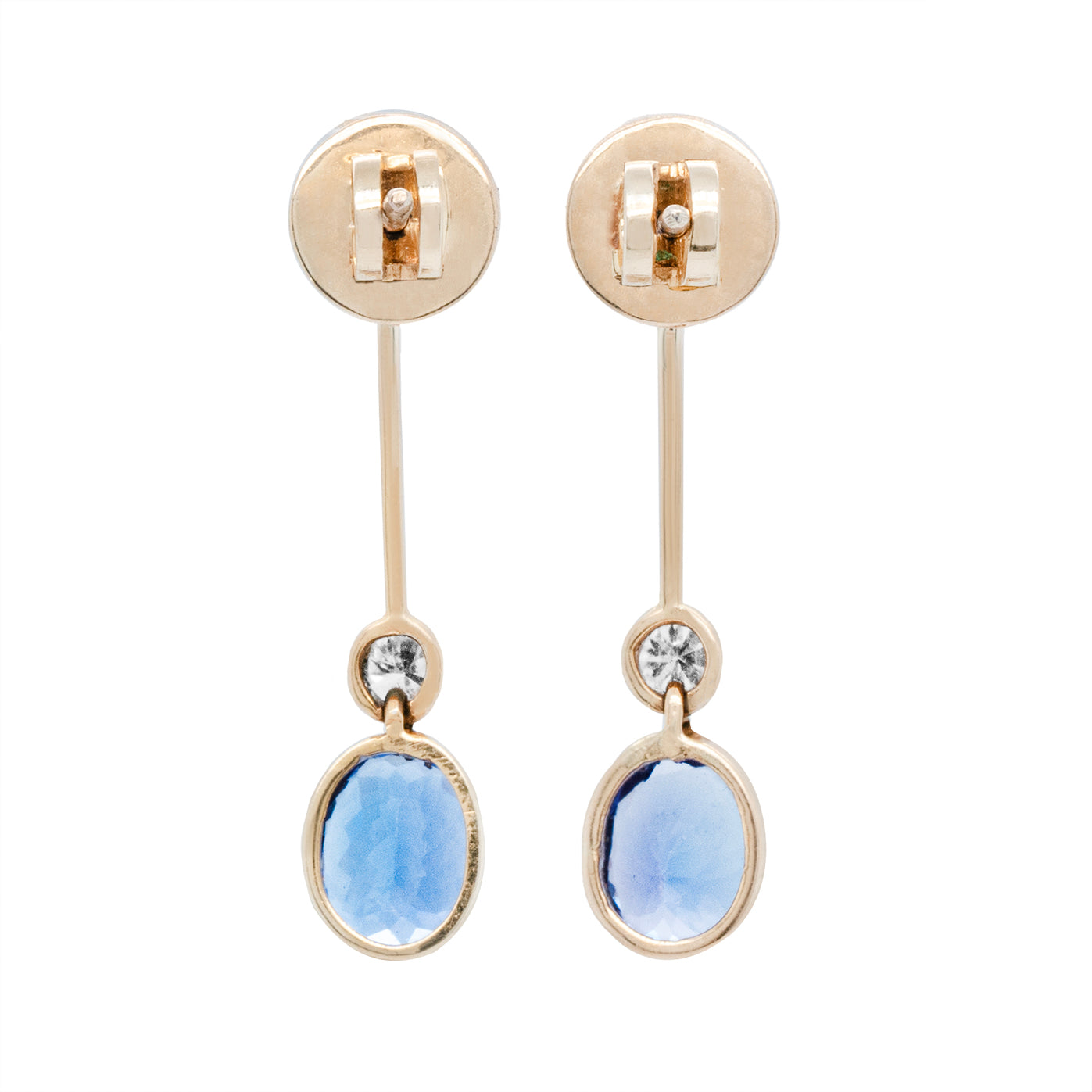 Vintage Tanzanite Diamond Earrings-Charlotte Sayers Antique Jewellery