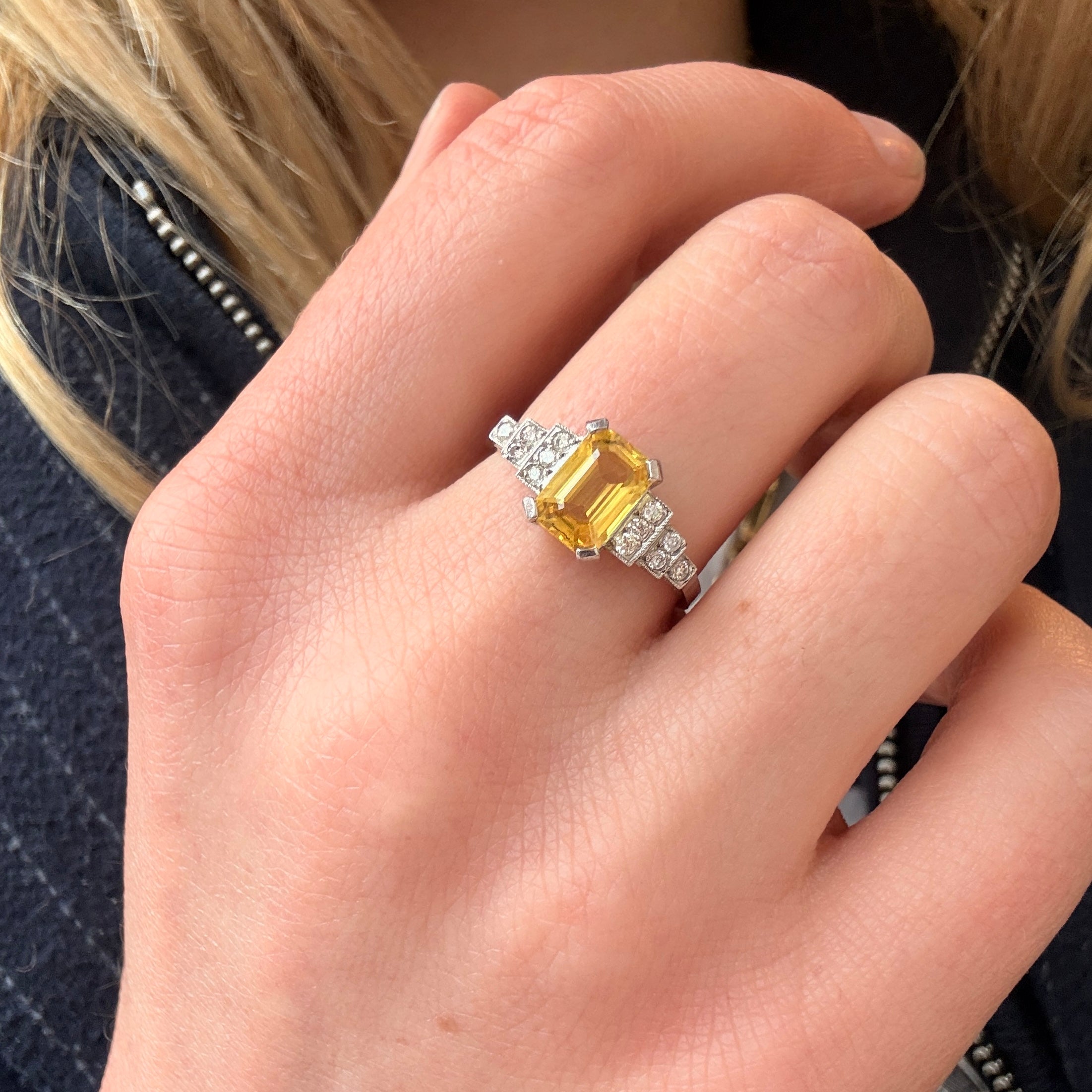 Vintage Yellow Sapphire and Diamond Ring-Charlotte Sayers Antique Jewellery
