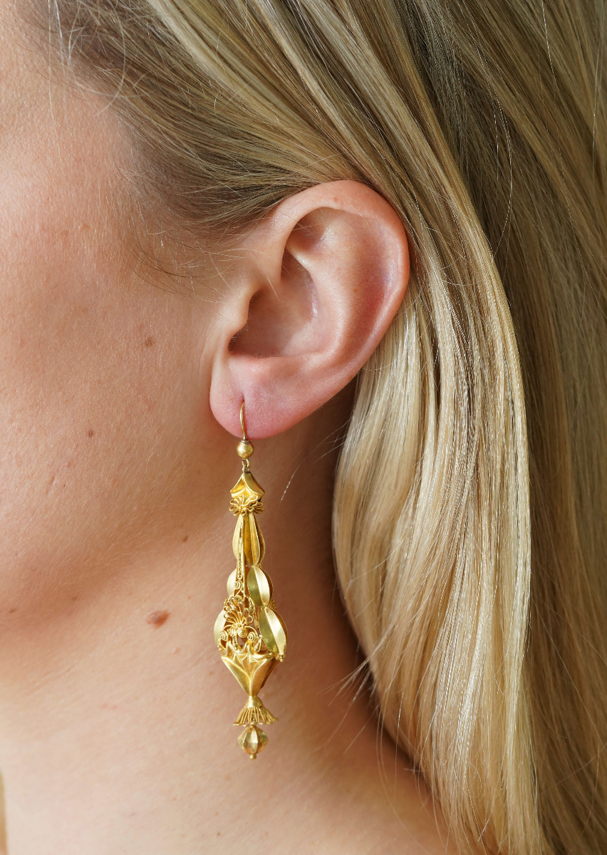 William IV Gold Drop Earrings-Charlotte Sayers Antique Jewellery