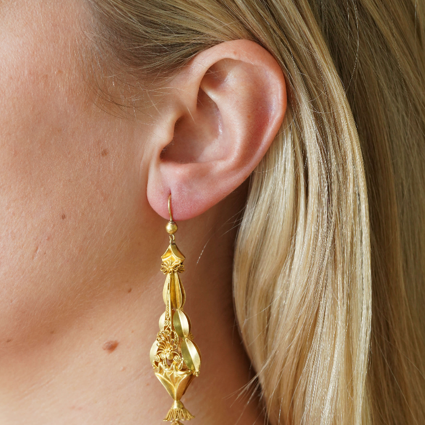 William IV Gold Drop Earrings-Charlotte Sayers Antique Jewellery