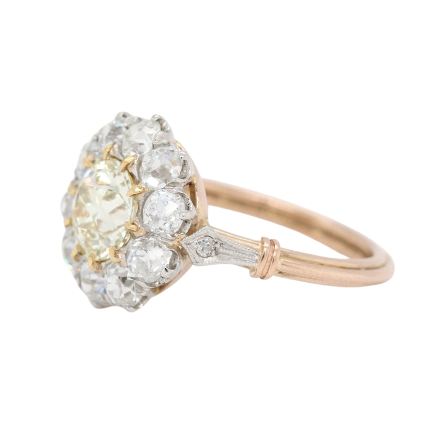 Yellow Diamond Cluster Rng-Charlotte Sayers Antique Jewellery