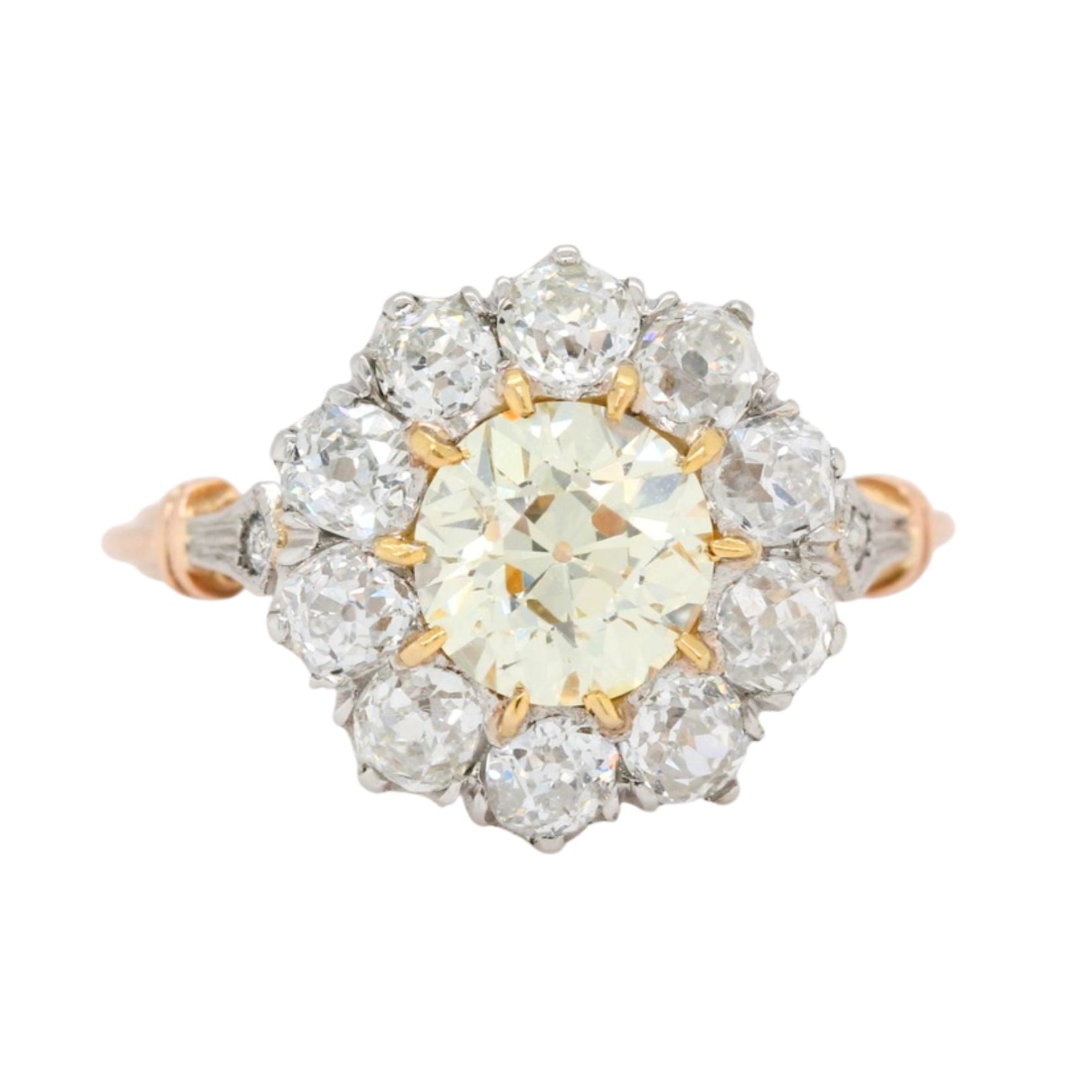Yellow Diamond Cluster Rng-Charlotte Sayers Antique Jewellery
