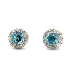 Zircon Diamond Cluster Earrings-Charlotte Sayers Antique Jewellery