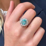 Zircon and Old Mine Cut Diamond Cluster Ring-Charlotte Sayers Antique Jewellery