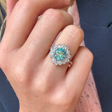 Zircon and Old Mine Cut Diamond Cluster Ring-Charlotte Sayers Antique Jewellery