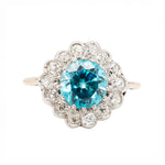 Zircon and Old Mine Cut Diamond Cluster Ring-Charlotte Sayers Antique Jewellery