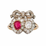 Ruby Diamond Double Heart Ring