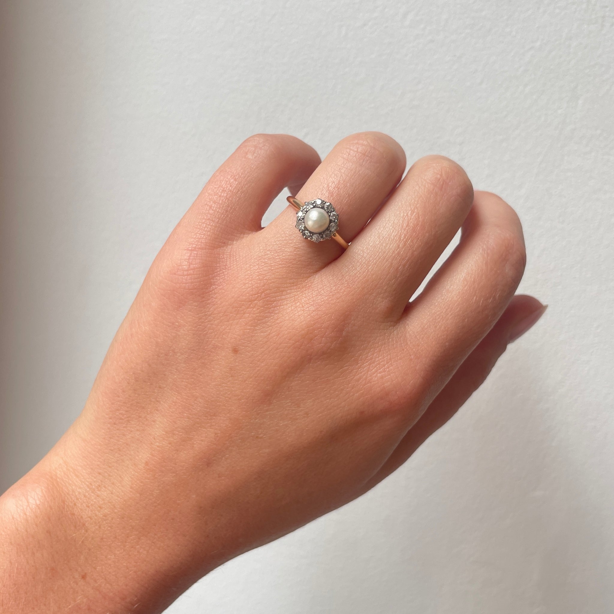 Victorian & Natural Pearl Diamond Ring