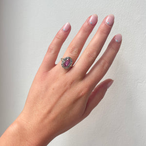 Georgian Pink Topaz and Diamond Ring