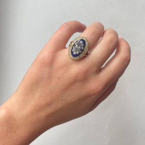 Victorian Blue Glass Diamond Ring