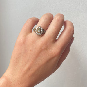 Georgian Pearl and Diamond Cluster Ring