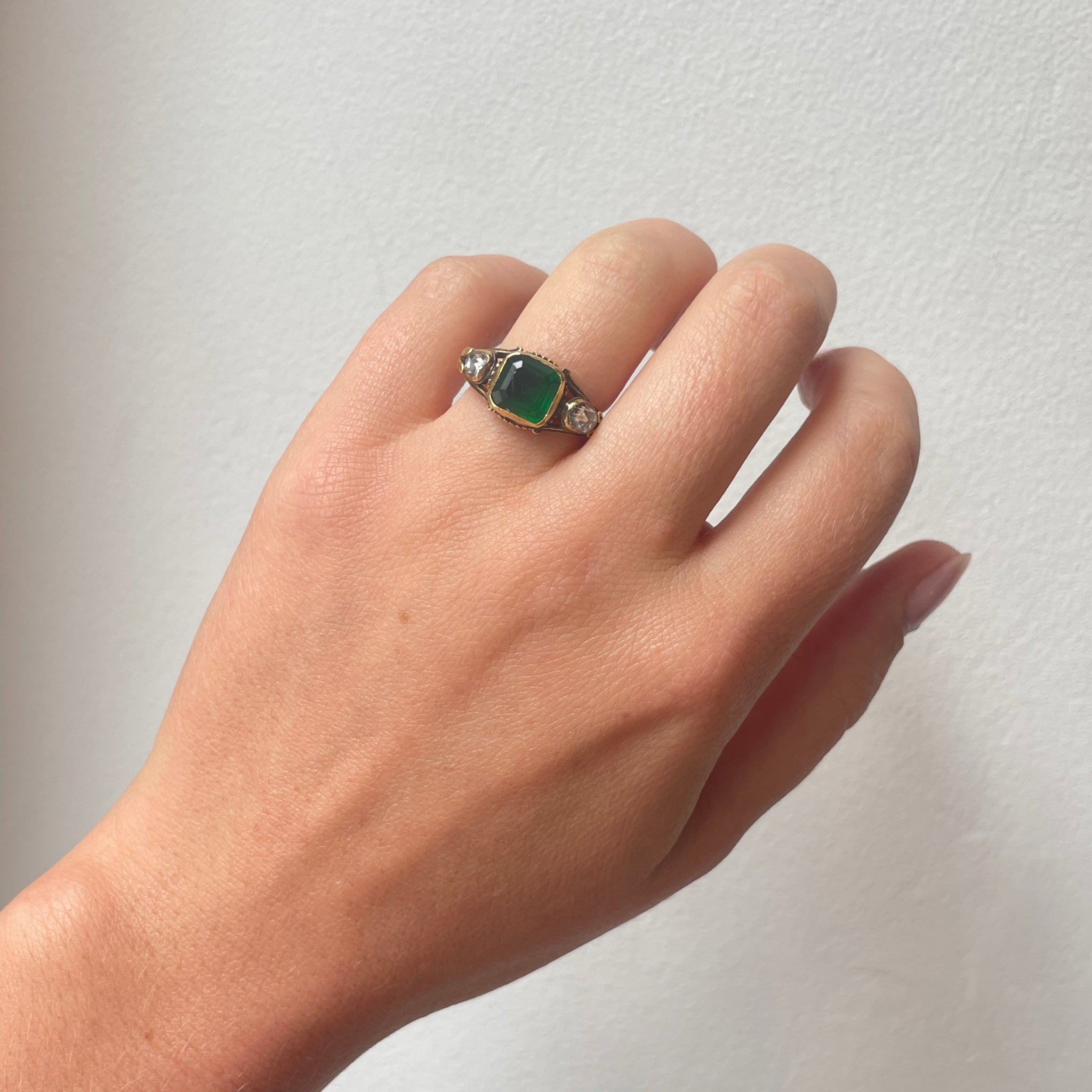Georgian Green Paste and Diamond Ring