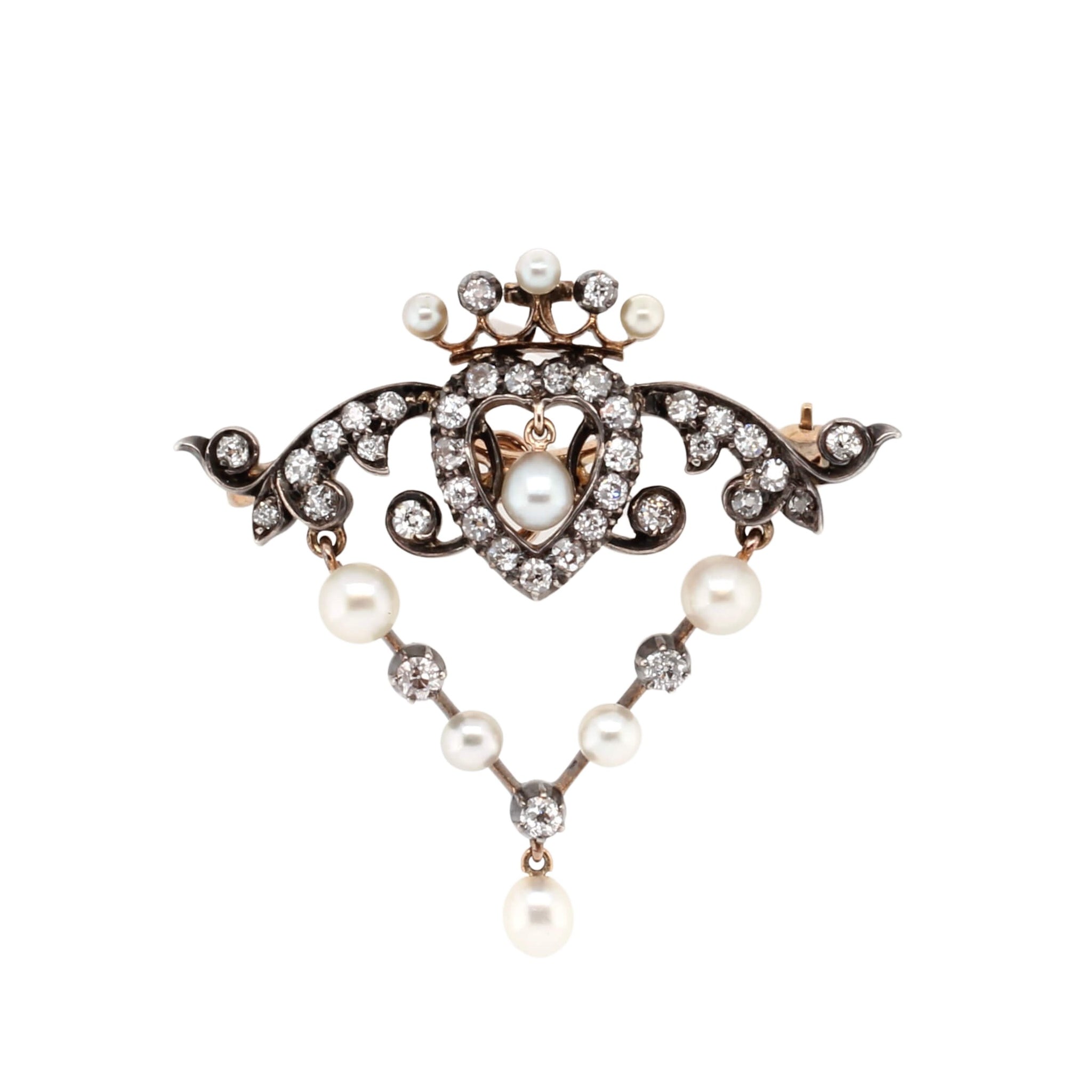Victorian Diamond and Pearl Brooch / Pendant