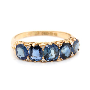 Victorian Natural Sapphire Five Stone Ring