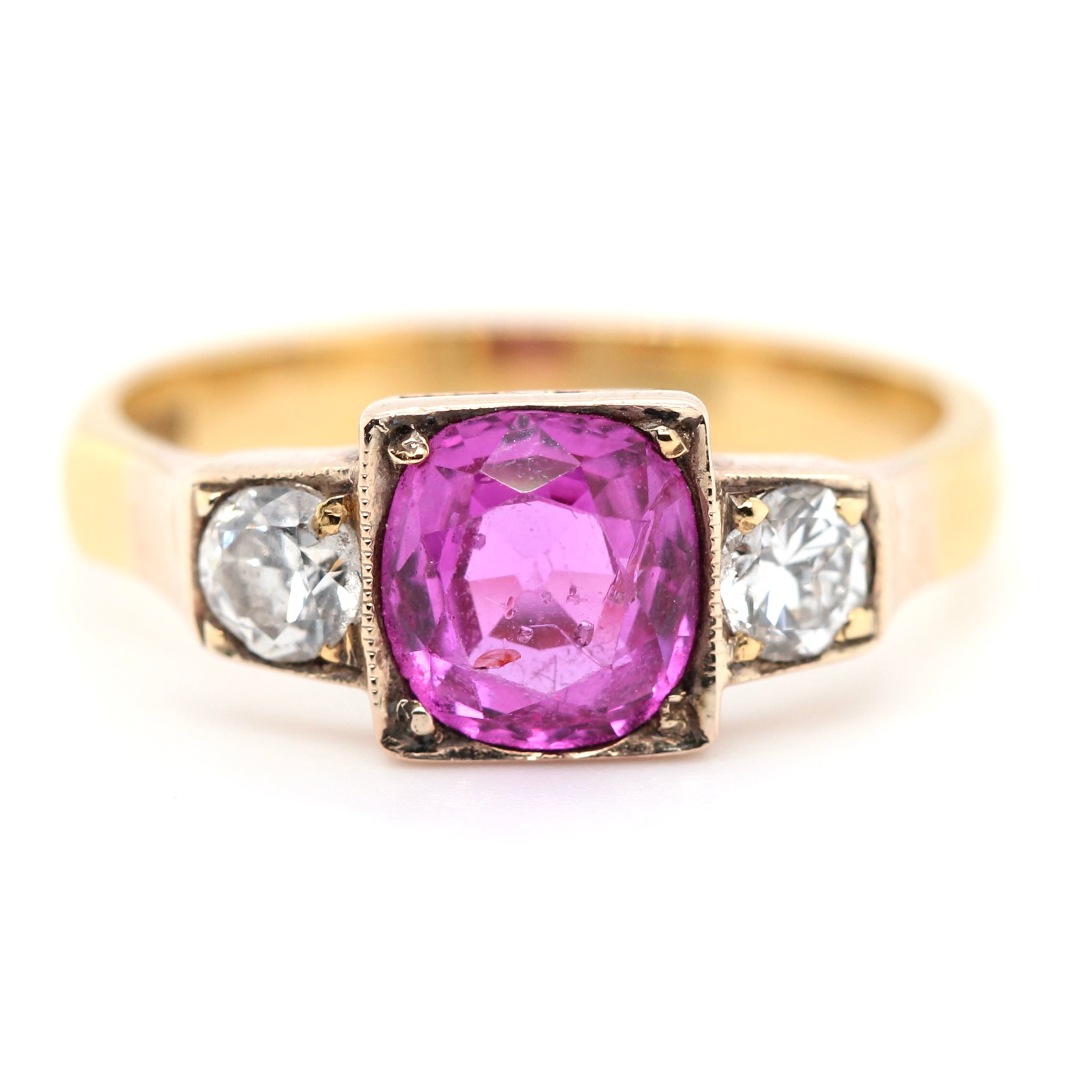 1960's Pink Sapphire and Diamond Ring