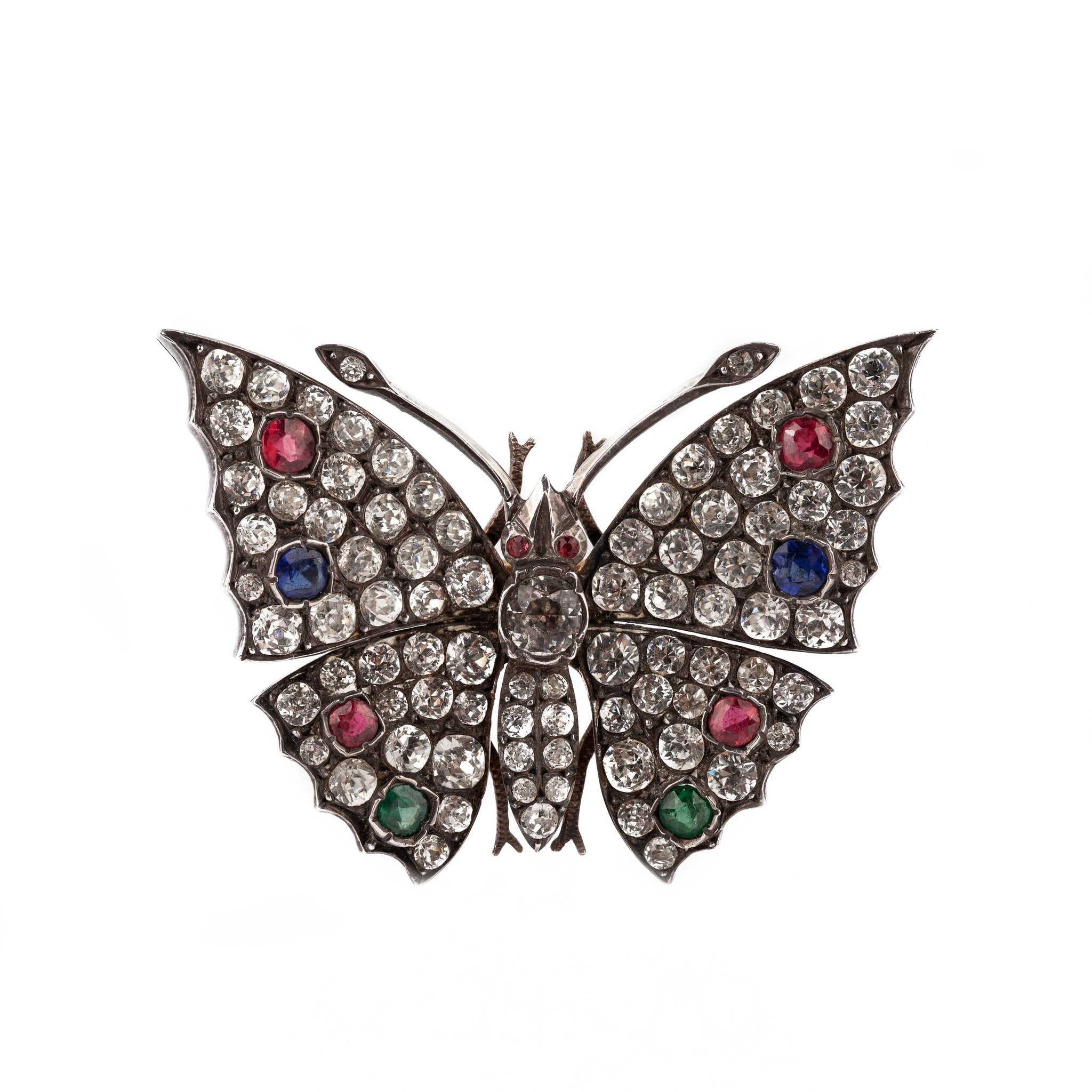 Victorian Paste and Silver Butterfly Brooch