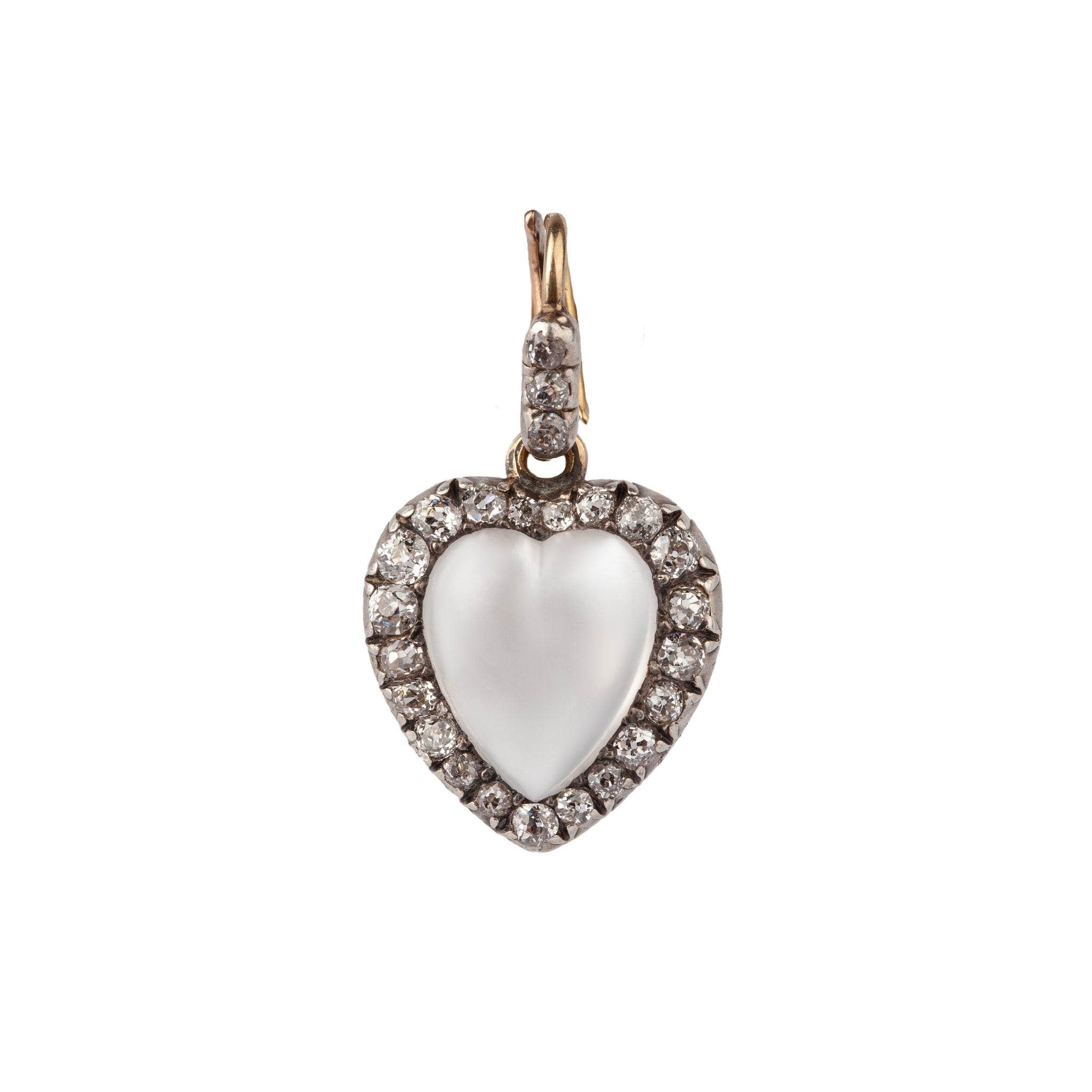 Victorian Moonstone and Diamond Heart Pendant