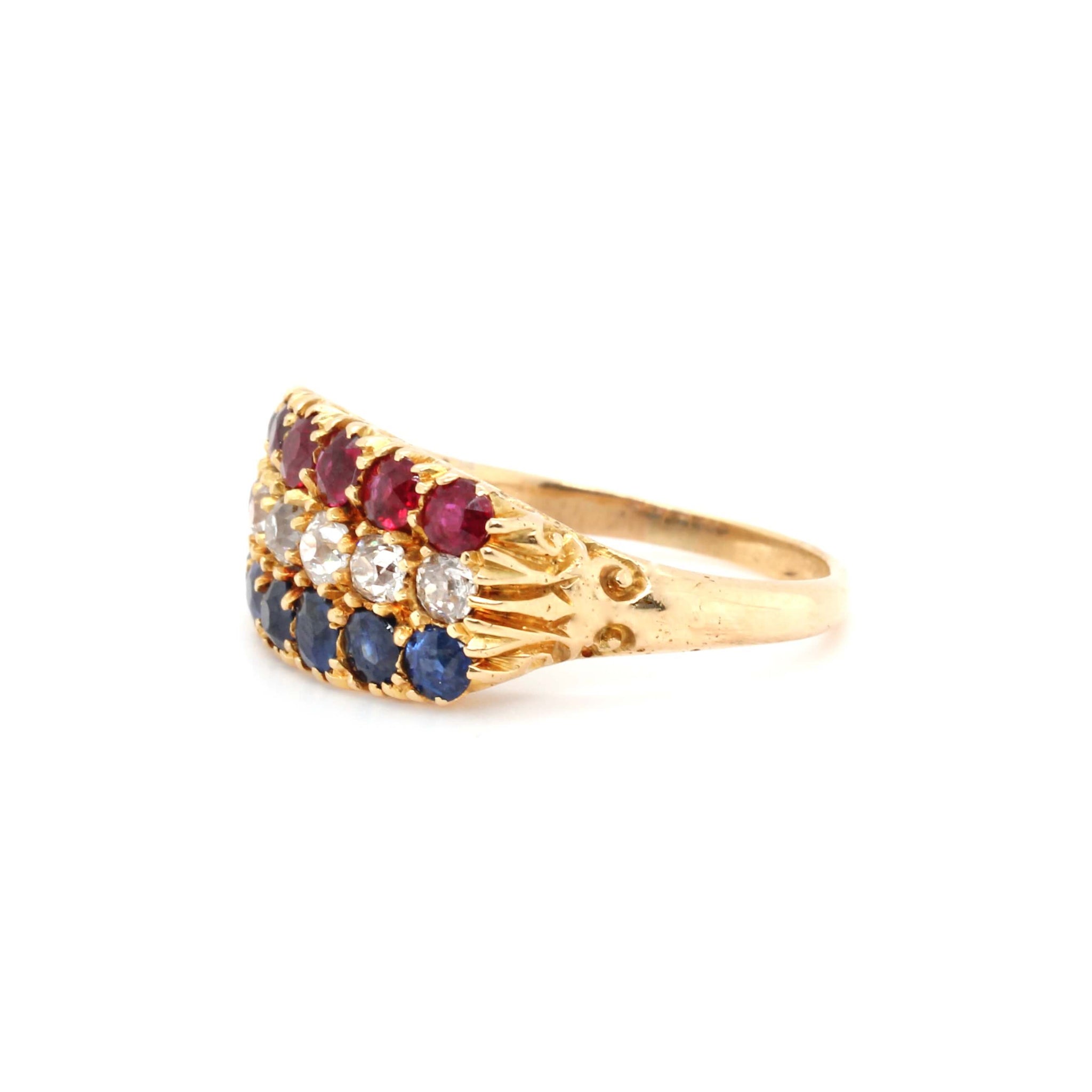 Victorian Ruby Sapphire and Diamond Ring