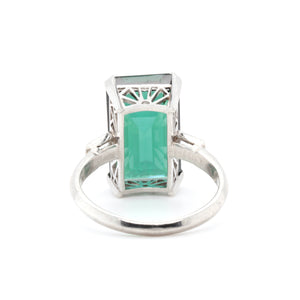 1960's Green Tourmaline and Diamond Ring