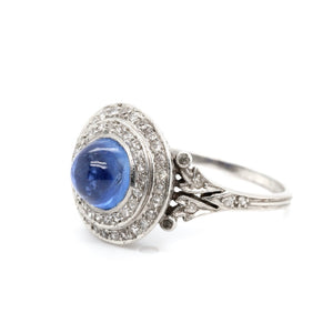 1920's Cabochon Sapphire and Diamond Ring