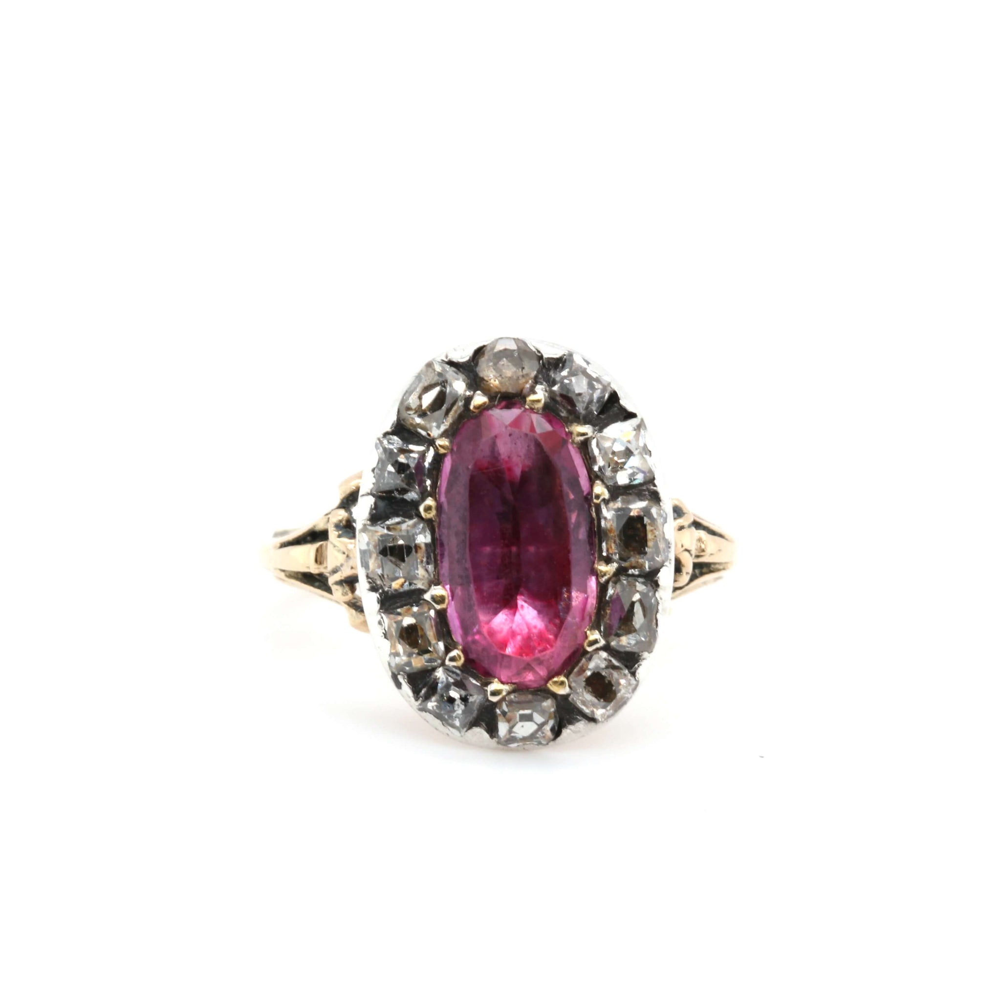 Georgian Pink Topaz and Diamond Ring