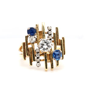 Sapphire and Diamond 1970's Ring