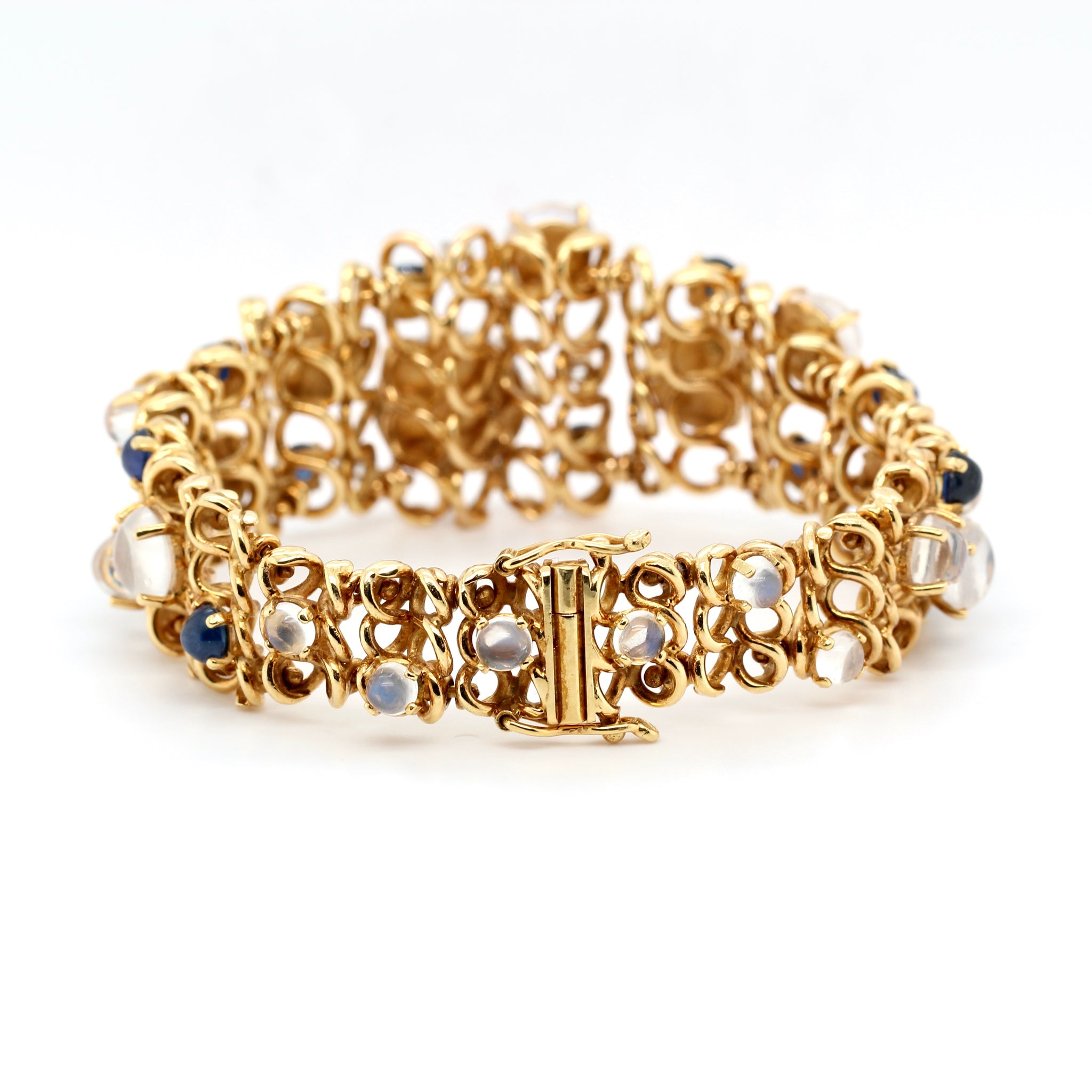 1970's Moonstone, Sapphire & Diamond Bracelet