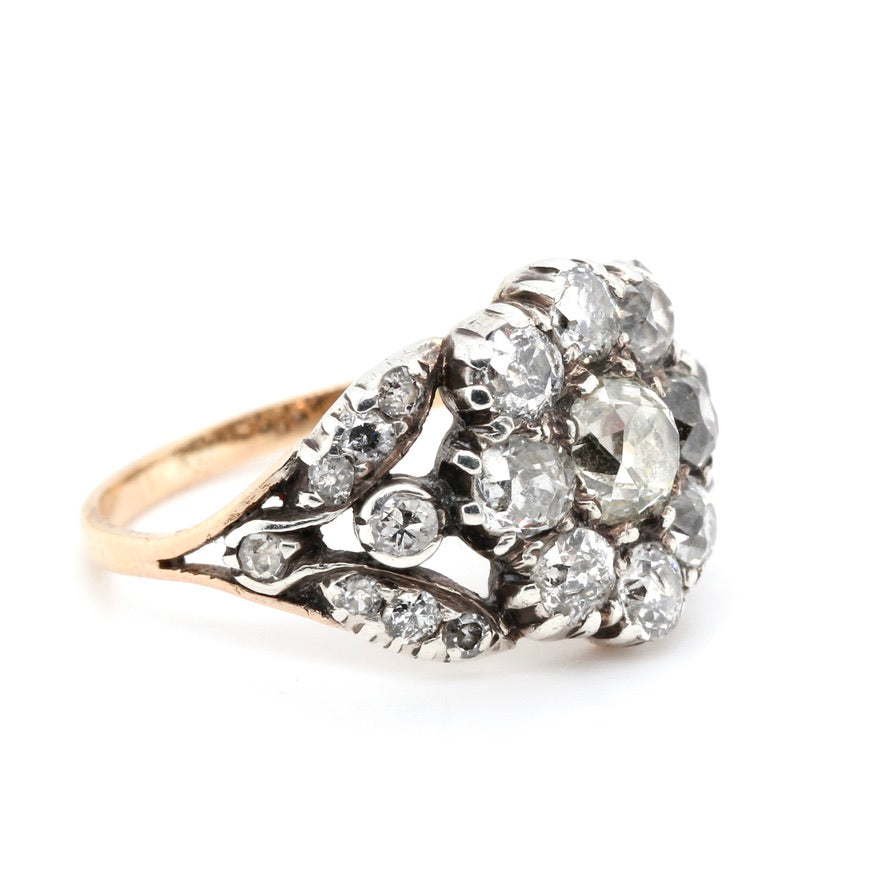 Early Victorian Diamond Flower Cluster Ring