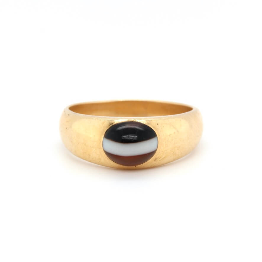 Victorian Banded Agate Gypsy Ring
