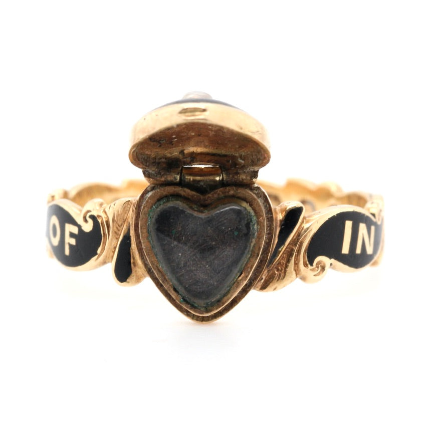 Victorian Heart Shaped Locked Memorial Ring