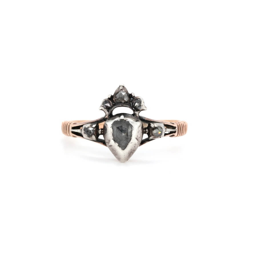 Georgian Diamond Heart Ring