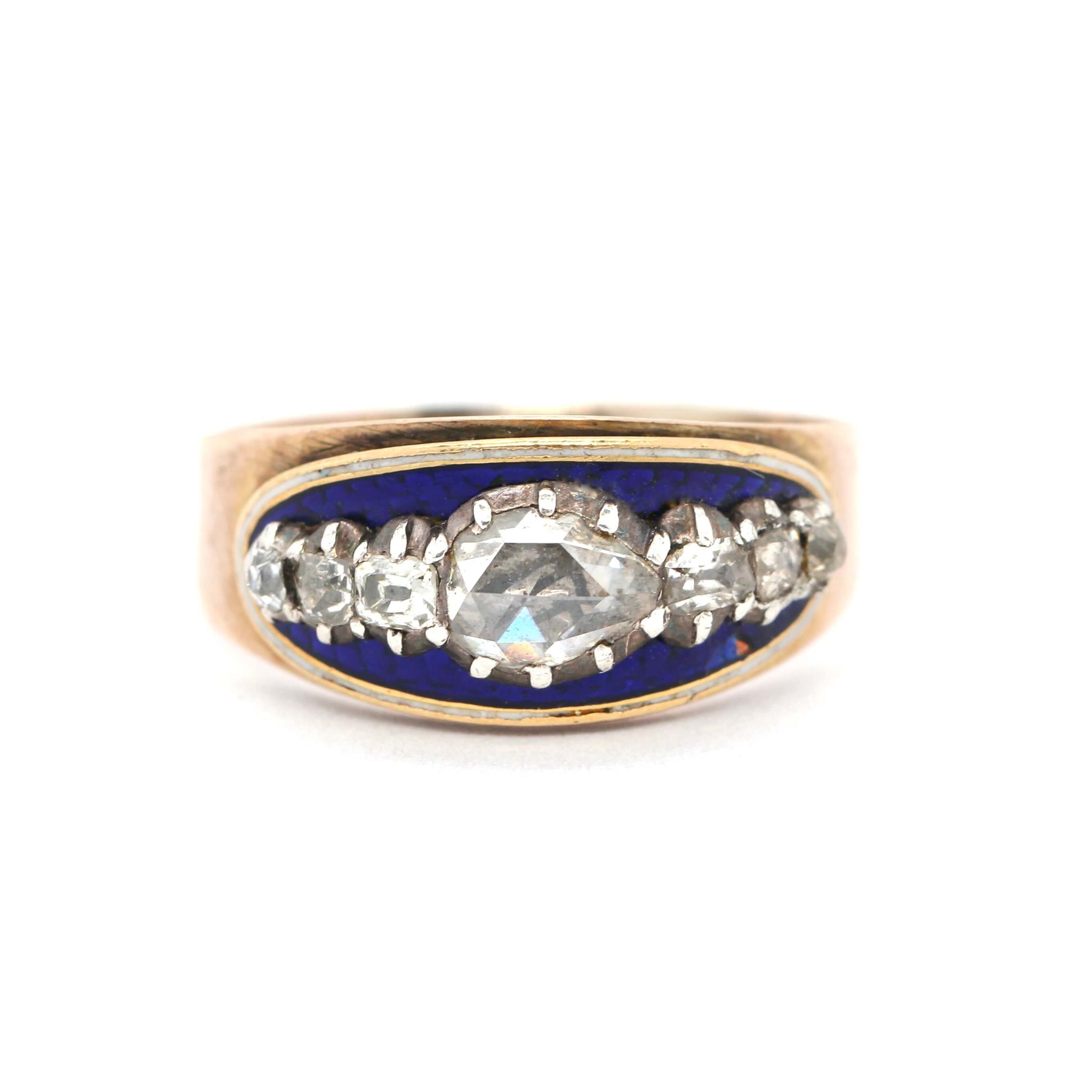Georgian Diamond and Enamel Ring