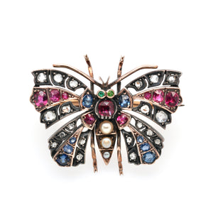 Victorian Multi Gem Butterfly Brooch