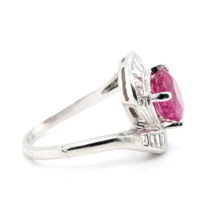 1960's Pink Tourmaline and Diamond Ballerina Ring