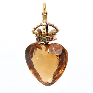 Large Victorian Faceted Citrine Heart