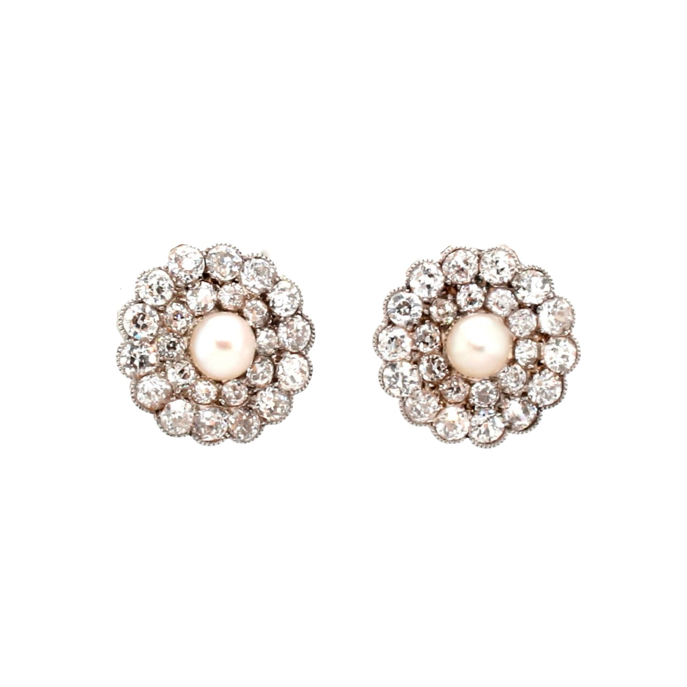 Edwardian Diamond and Pearl Earrings
