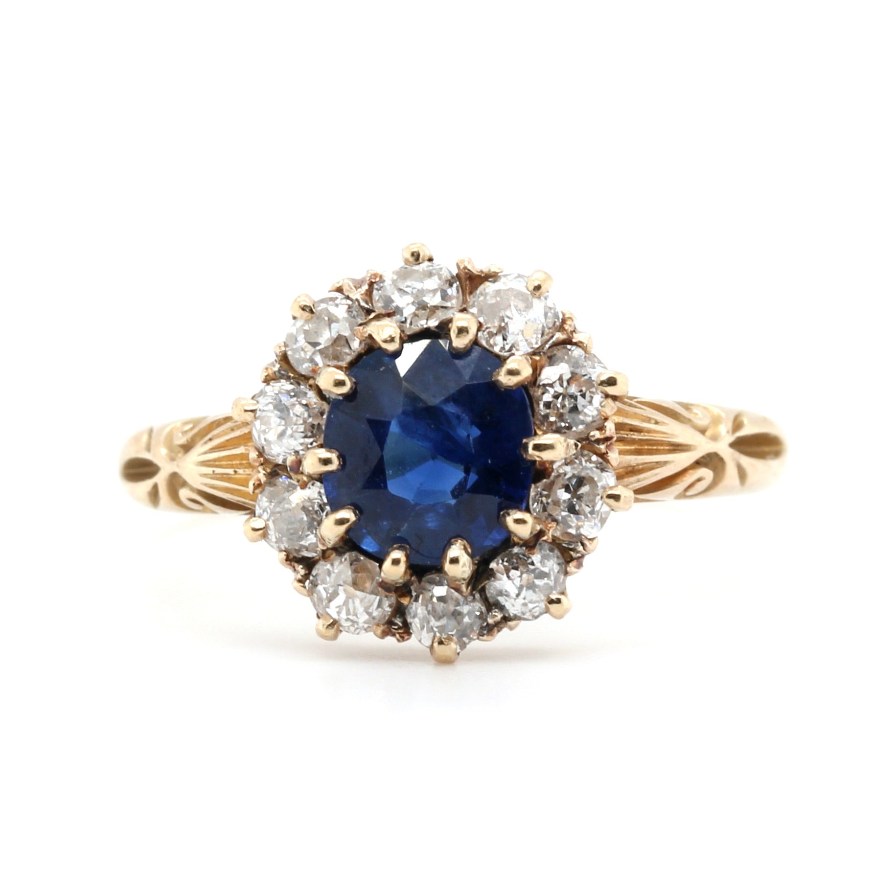 Victorian Sapphire and Diamond Cluster Ring