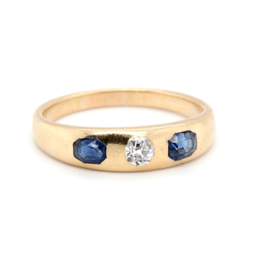 Victorian Gold, Sapphire and Diamond Gypsy Ring